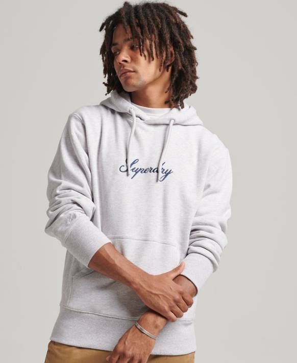 erkekler Superdry gri logo miras kapşonlu NNTB619