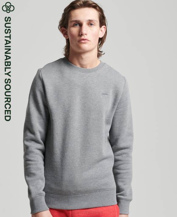 erkekler Superdry gri organik pamuklu eski logo ekip sweatshirt NNTB863
