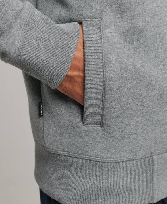 erkekler Superdry gri organik pamuklu eski logo fermuarlı eşofman üstü NNTB5094