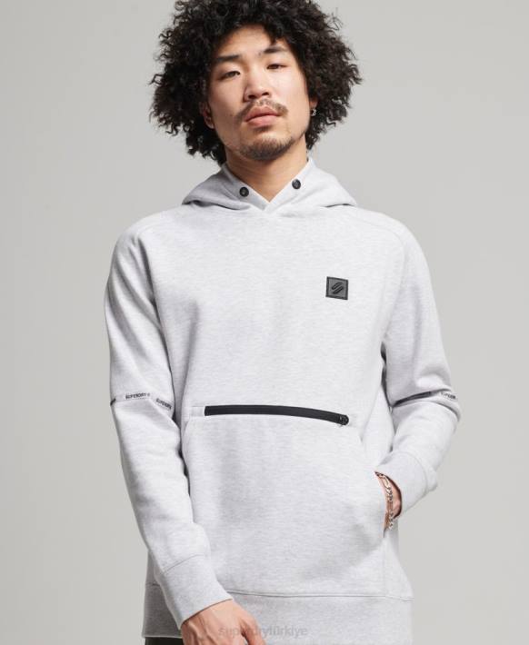 erkekler Superdry gri teknoloji kapşonlu NNTB647