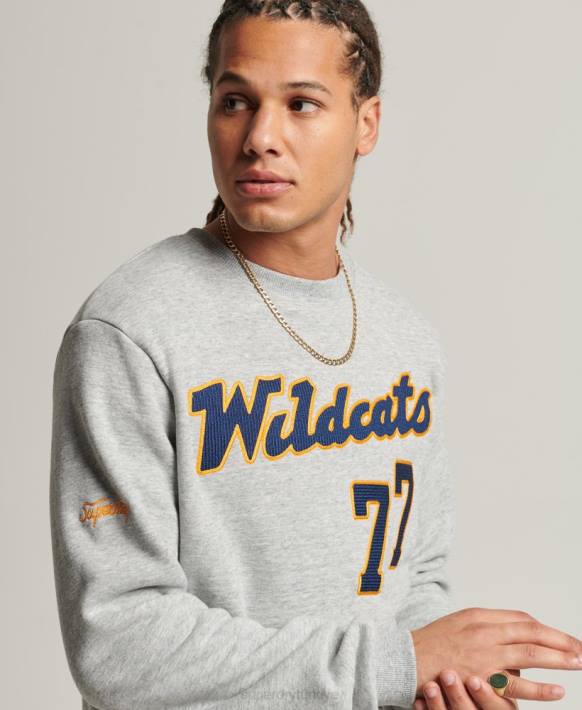 erkekler Superdry gri vintage kolej ekibi sweatshirt NNTB5078
