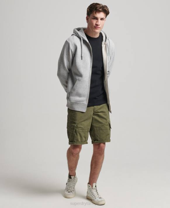 erkekler Superdry gri vintage logo işlemeli fermuarlı kapüşonlu svetşört NNTB792