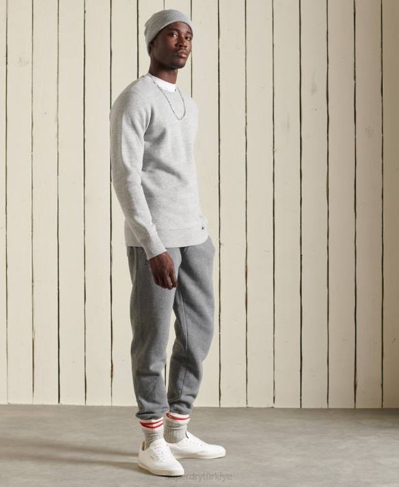 erkekler Superdry gri vintage logo işlemeli mürettebat sweatshirt NNTB750