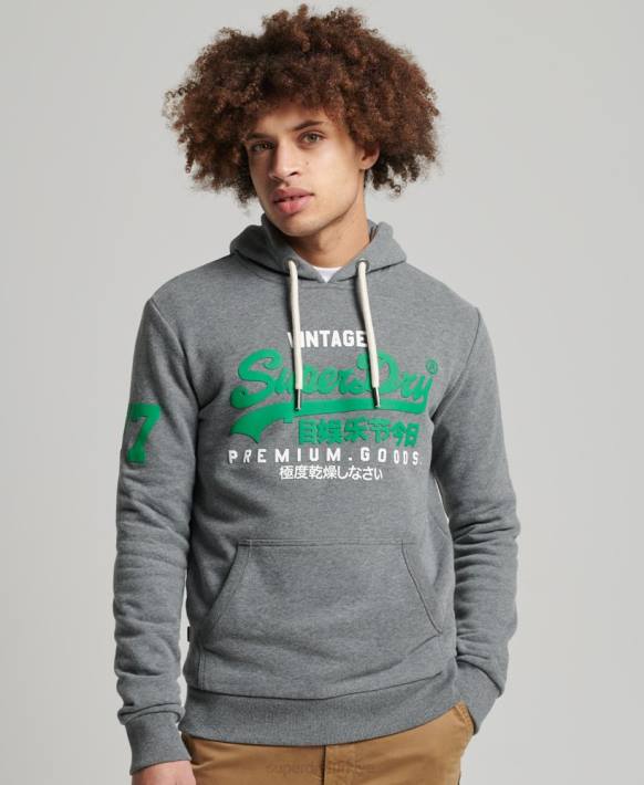 erkekler Superdry gri vintage logo klasik kapşonlu NNTB835