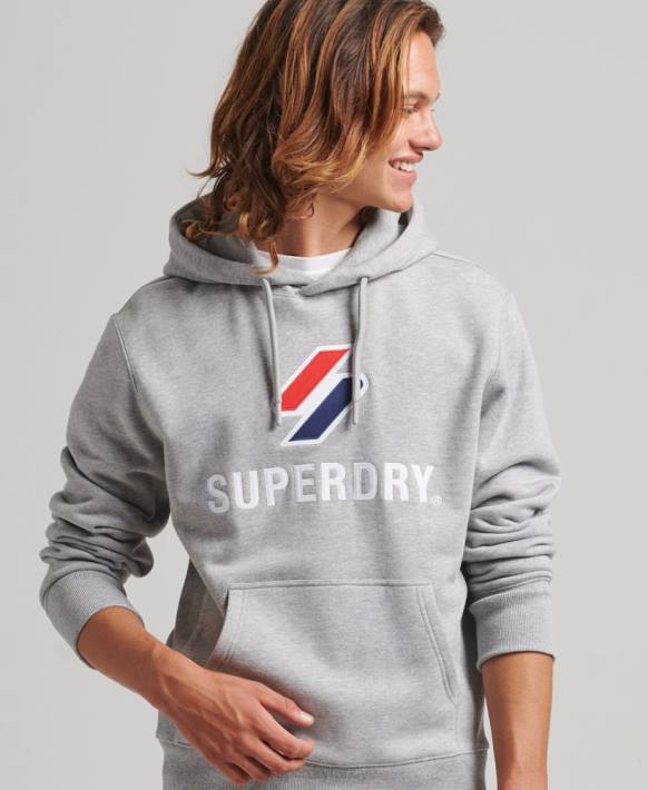 erkekler Superdry gri yığılmış aplike logosu kapşonlu NNTB5115