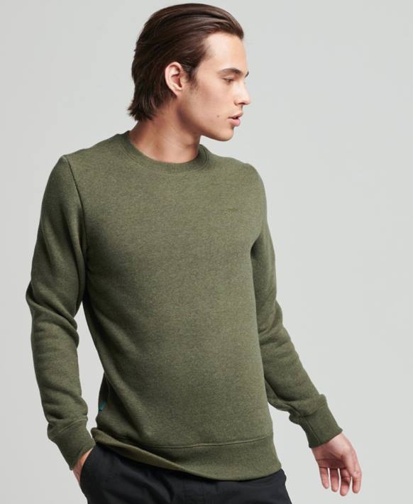 erkekler Superdry haki organik pamuklu eski logo ekip sweatshirt NNTB558