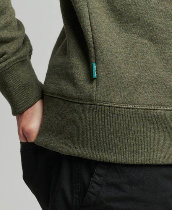erkekler Superdry haki organik pamuklu eski logo ekip sweatshirt NNTB558
