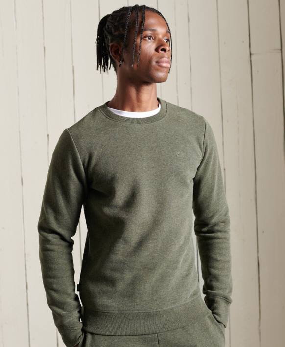 erkekler Superdry haki vintage logo işlemeli mürettebat sweatshirt NNTB775