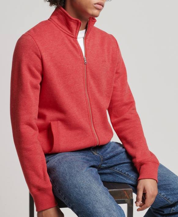 erkekler Superdry kırmızı organik pamuk eski logo işlemeli eşofman üstü NNTB810