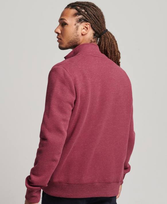 erkekler Superdry kırmızı organik pamuklu eski logo fermuarlı eşofman üstü NNTB5112