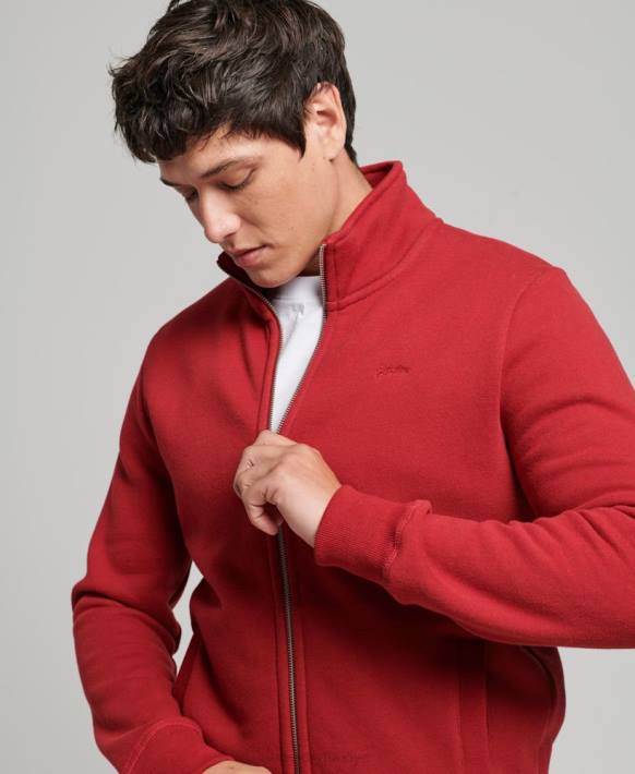 erkekler Superdry kırmızı vintage logo işlemeli fermuarlı eşofman üstü NNTB632