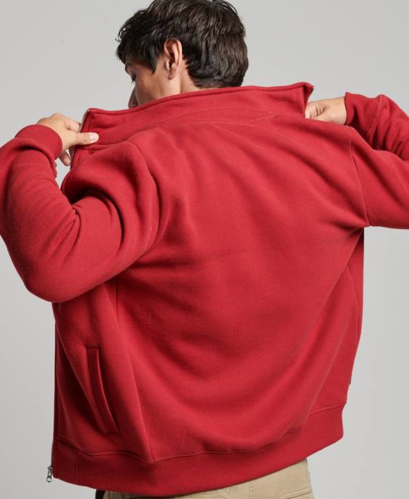 erkekler Superdry kırmızı vintage logo işlemeli fermuarlı eşofman üstü NNTB632