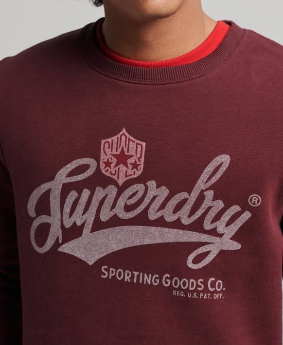 erkekler Superdry kırmızı vintage yazı stili kolej ekibi sweatshirt NNTB828
