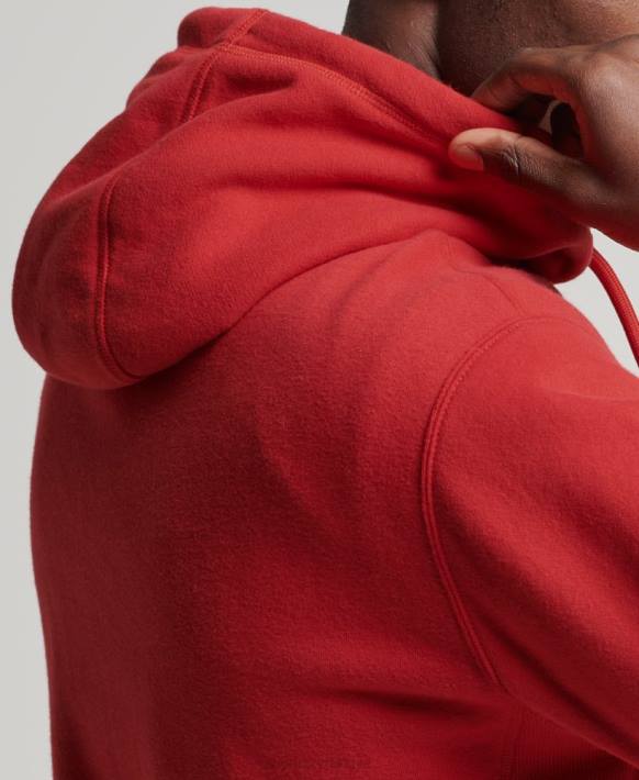 erkekler Superdry kırmızı yığılmış aplike logosu kapşonlu NNTB5194