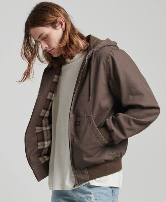 erkekler Superdry kahverengi iş giysisi kapşonlu NNTB25