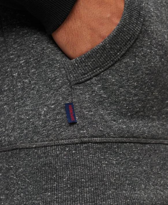 erkekler Superdry koyu gri Organik pamuklu temel logolu beyzbol fermuarlı kapüşonlu svetşört NNTB671