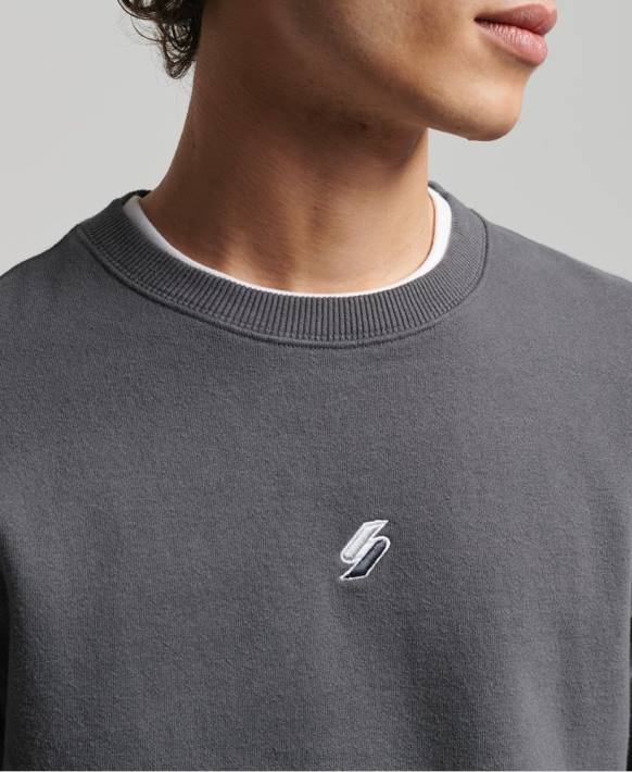 erkekler Superdry koyu gri code lineer dökümlü ekip sweatshirt NNTB5125