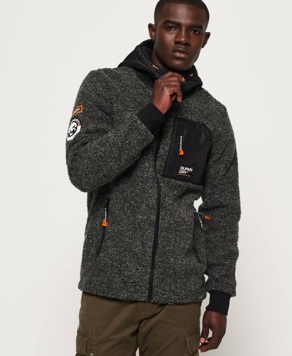 erkekler Superdry koyu gri dağ sherpa fermuarlı kapşonlu NNTB5219