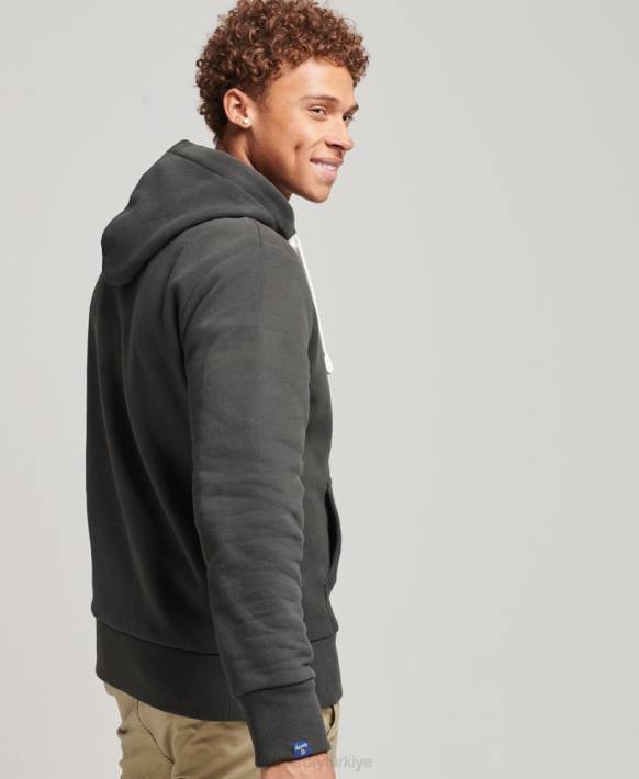 erkekler Superdry koyu gri kolej kapşonlu NNTB5089