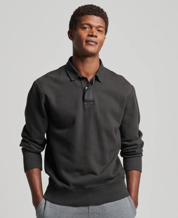 erkekler Superdry koyu gri overdyed rugby sweatshirt NNTB816