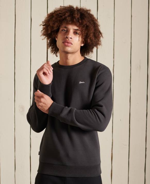 erkekler Superdry koyu gri vintage logo işlemeli mürettebat sweatshirt NNTB5214