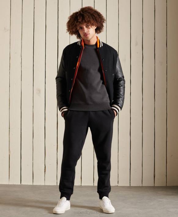 erkekler Superdry koyu gri vintage logo işlemeli mürettebat sweatshirt NNTB5214