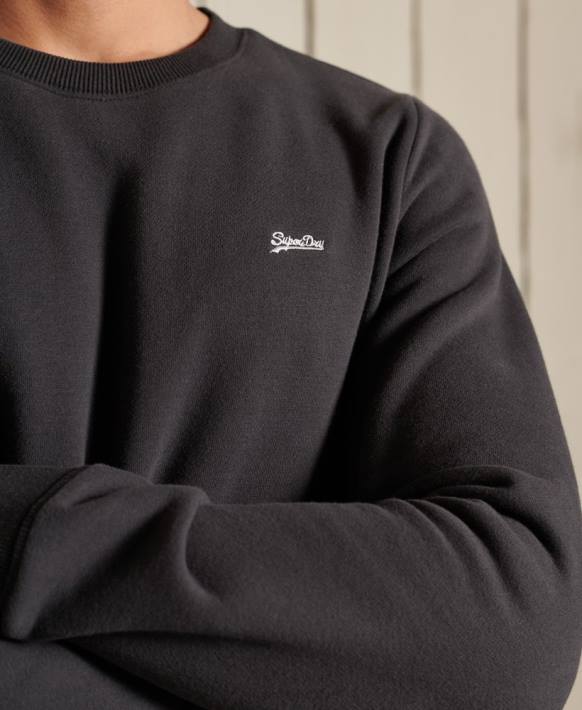 erkekler Superdry koyu gri vintage logo işlemeli mürettebat sweatshirt NNTB5214