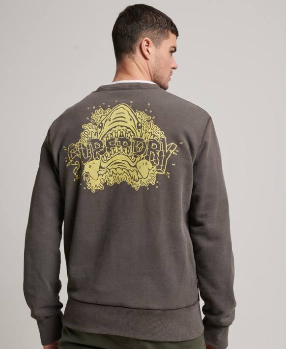 erkekler Superdry koyu gri yaratıklar ekip sweatshirt NNTB565
