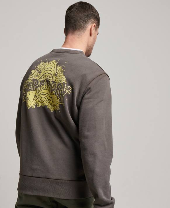 erkekler Superdry koyu gri yaratıklar ekip sweatshirt NNTB565
