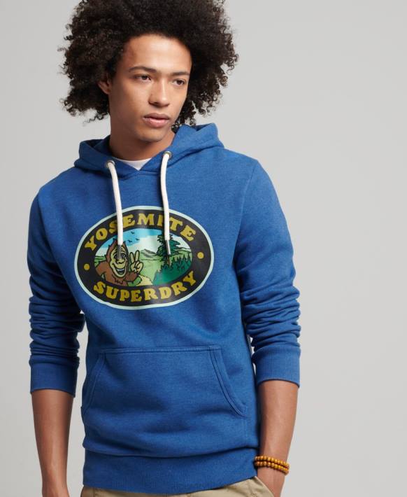 erkekler Superdry koyu mavi seyahat çıkartması kapşonlu NNTB587