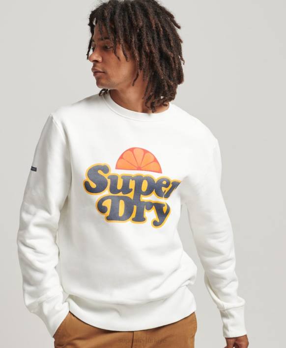 erkekler Superdry krem cooper nostalji ekip sweatshirt NNTB5051