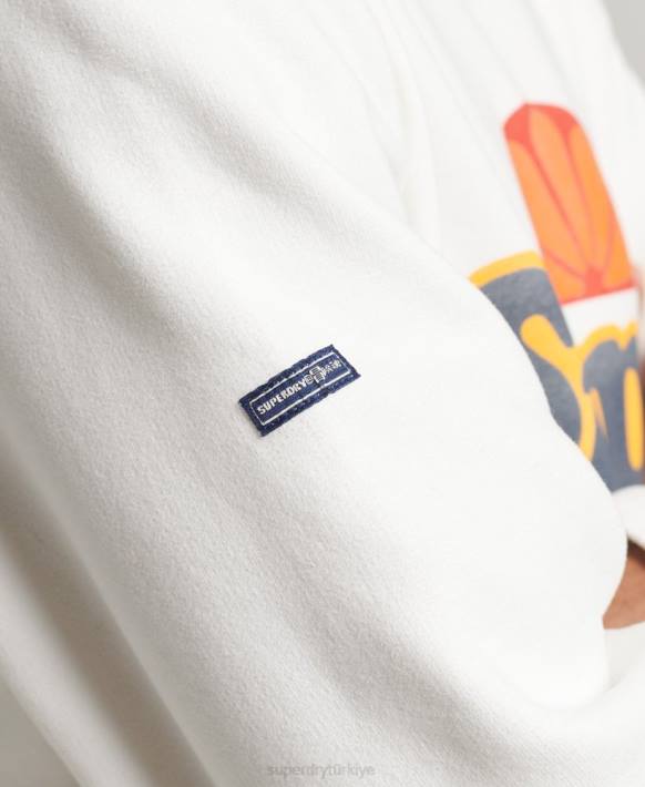 erkekler Superdry krem cooper nostalji ekip sweatshirt NNTB5051
