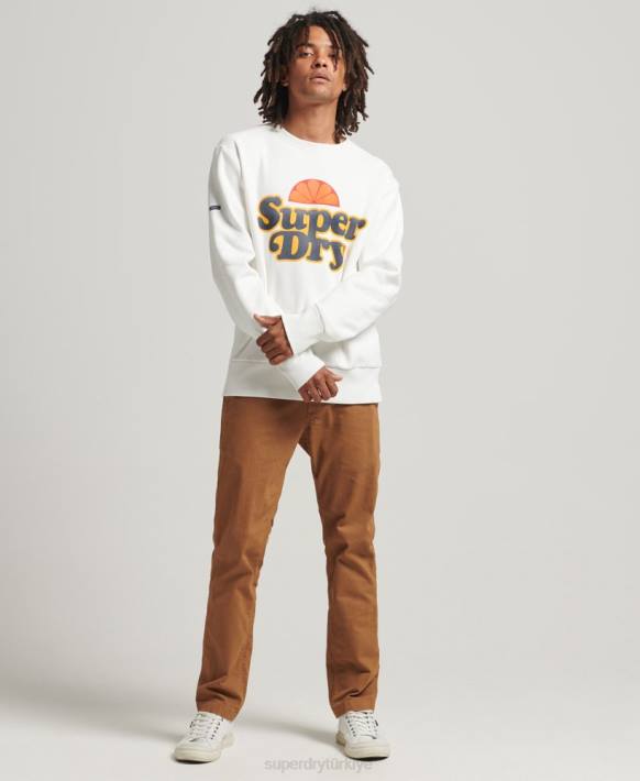 erkekler Superdry krem cooper nostalji ekip sweatshirt NNTB5051