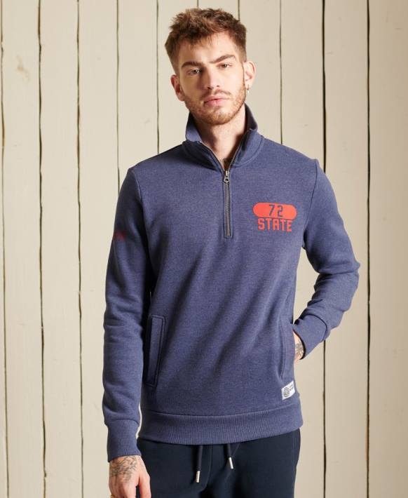 erkekler Superdry mavi atletizm yarım fermuarlı eşofman üstü NNTB823