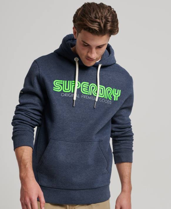 erkekler Superdry mavi eski retro tekrar kapşonlu NNTB651