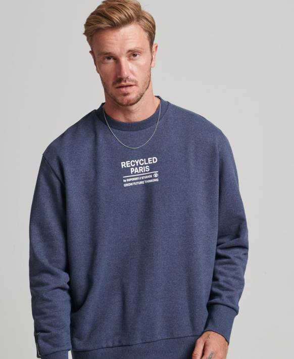 erkekler Superdry mavi geri dönüşümlü şehir ekibi sweatshirt NNTB5011