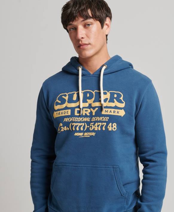 erkekler Superdry mavi işaret yazarı kapşonlu NNTB5107