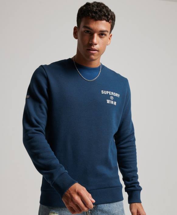 erkekler Superdry mavi kurumsal logo marl ekip sweatshirt NNTB847