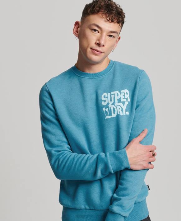 erkekler Superdry mavi seyahat çıkartması mürettebat sweatshirt NNTB589