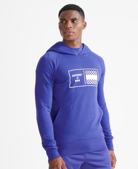 erkekler Superdry mavi tren çekirdek kapşonlu NNTB5230