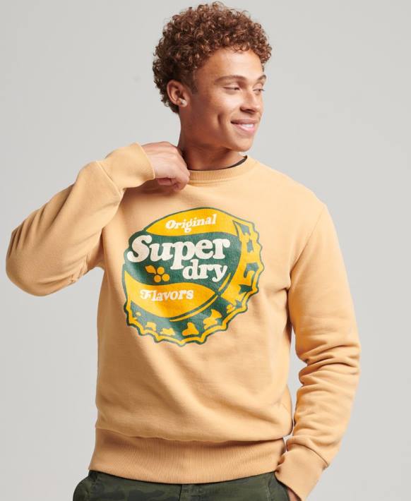 erkekler Superdry sarı cooper nostalji ekip sweatshirt NNTB4994