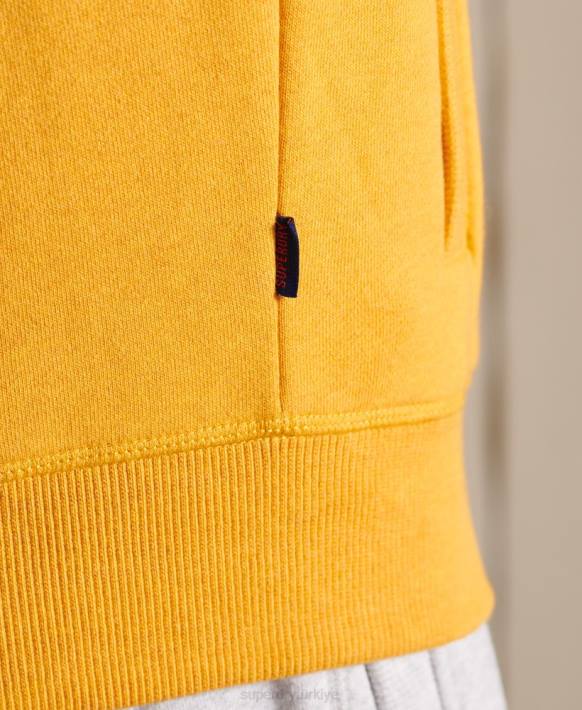 erkekler Superdry sarı organik pamuklu eski logo fermuarlı eşofman üstü NNTB5095