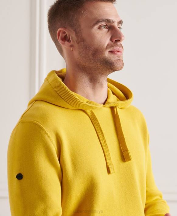 erkekler Superdry sarı organik pamuklu temel kapşonlu NNTB5317