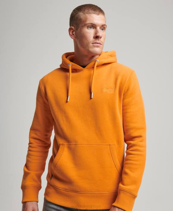 erkekler Superdry sarı vintage logo işlemeli kapşonlu NNTB650