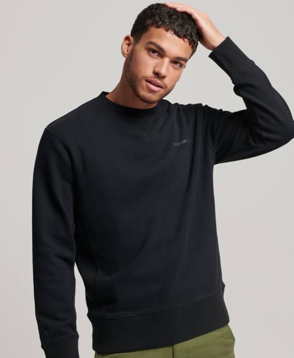 erkekler Superdry siyah code essential overdyed ekip sweatshirt NNTB593