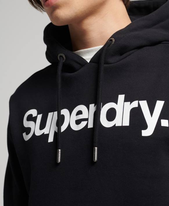 erkekler Superdry siyah çekirdek logosu kapşonlu NNTB5196