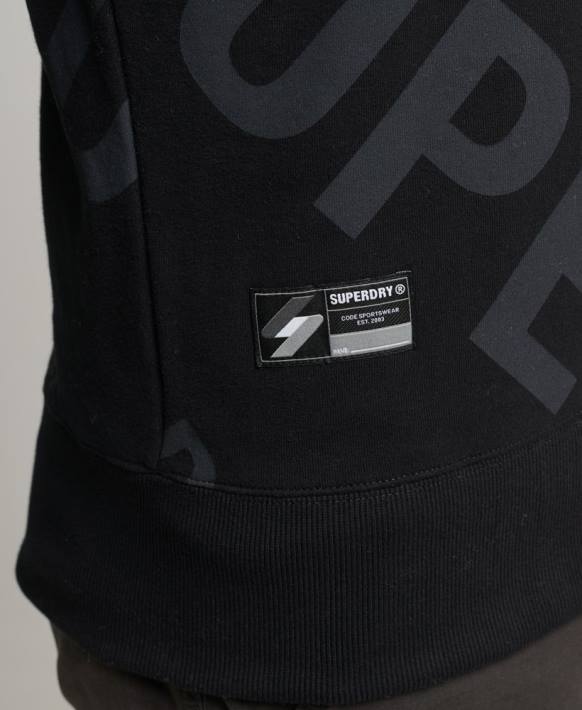 erkekler Superdry siyah her yeri baskılı logolu dökümlü ekip sweatshirt NNTB786