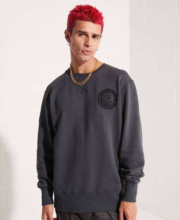 erkekler Superdry siyah keşif grafik ekibi sweatshirt NNTB5057