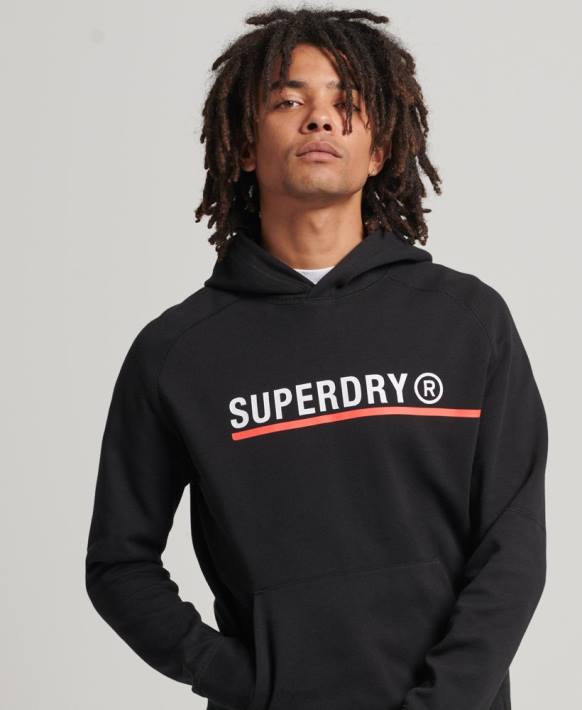 erkekler Superdry siyah kod teknoloji grafik kapşonlu NNTB5059