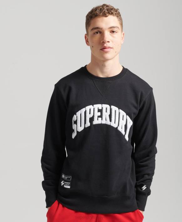 erkekler Superdry siyah üniversite ark ekibi sweatshirt NNTB5134